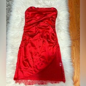 Red Strapless Mini Dress